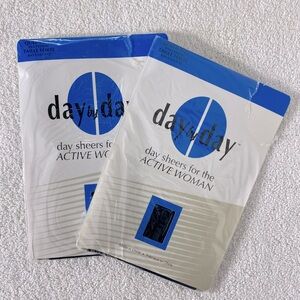 Vintage Day By Day Sheers Pantyhose Tights In Black x2